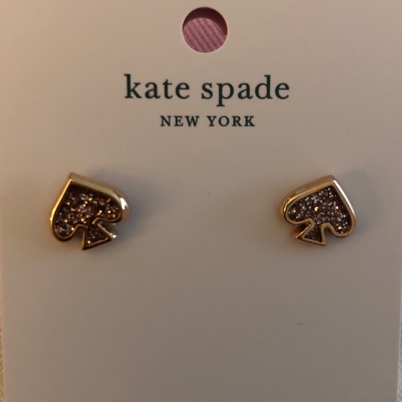 Kate Spade Rose Gold Everyday Spade Rose Gold Enamel Glitter Stud Earrings NWT - Picture 4 of 11